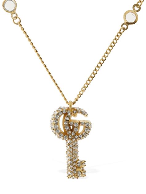 gucci double g gold necklace|gucci double g key necklace.